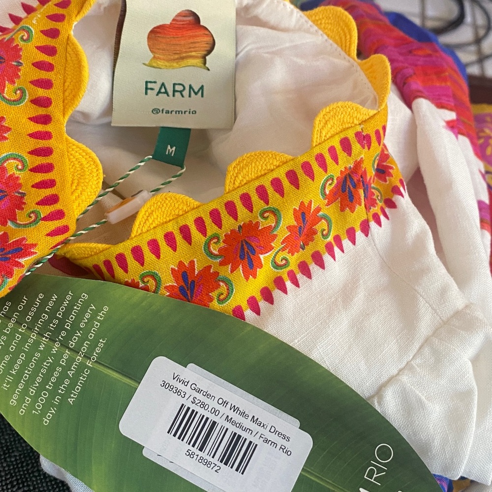Farm Rio Vivid Garden Off White Maxi Dress - Picture 2 of 3